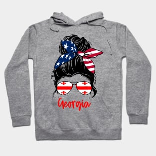 Georgia girl Messy bun , American Girl , Georgia Flag Hoodie